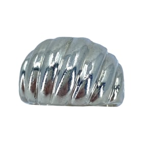 Domed Vertical Rib Sterling Silver Signed Ring, sz 4.75, 7.52g