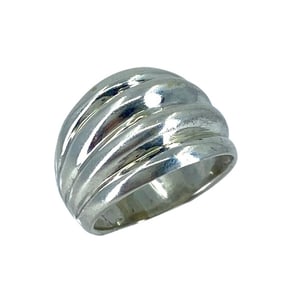 Modern Horizontal Rib Sterling Silver Ring, sz 5.75, 5.9g