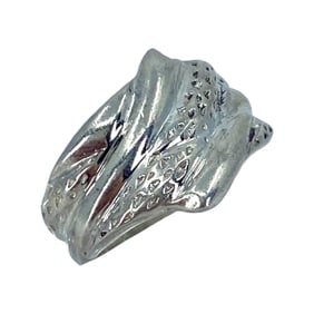 Hammered Crossover Ribbed Sterling Silver Signed Ring, sz 4.5, 3.34g