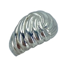 Modernist Ribbed Sterling Silver Signed Ring, sz 4.75, 5.89g