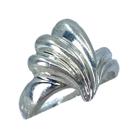 Interesting Ribbed Sterling Silver Ring, sz 4.5, 3.74g