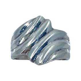 Simple Fanned Sterling Silver Signed Ring, sz 4.75, 3.9g