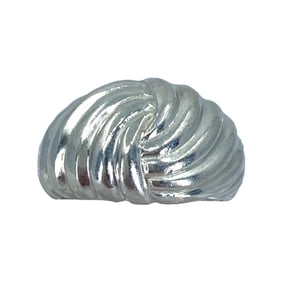Modernist Ribbed Sterling Silver Signed Ring, sz 5, 5.88g