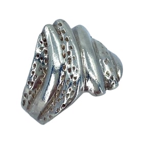 Hammered Fanned Sterling Silver Signed Ring, sz 5.25, 4.82g