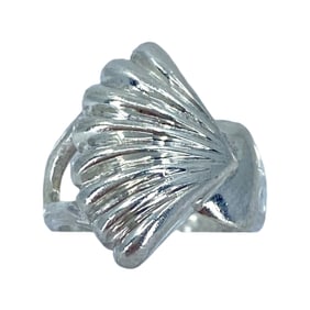 Sleek Sterling Silver Shell Ring, sz 4.75, 4.82g