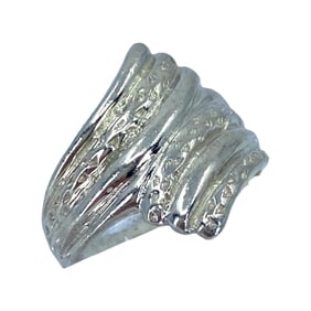 Hammered Fanned Sterling Silver Signed Ring, sz 5, 4.68g