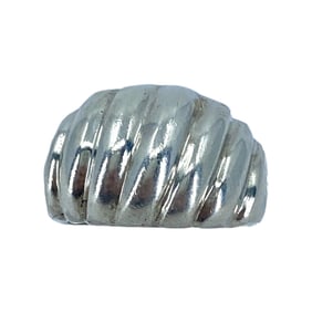 Domed Vertical Rib Sterling Silver Signed Ring, sz 5.25, 7.64g