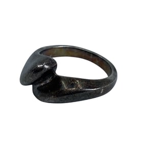 Vintage Wave Design Sterling Silver Signed Ring, sz 4.75, 5.94g