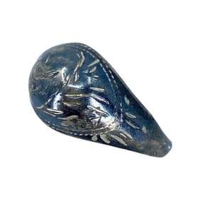 Beautifully Etched Sterling Silver Signed Dome Ring, sz 6.75, 1.64g