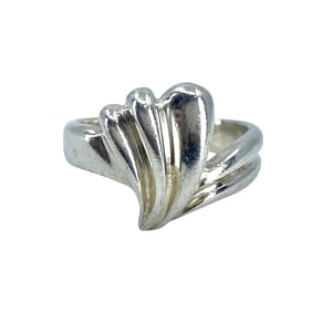 Interesting Fan Ribbed Sterling Silver Ring, sz 5.75, 2.61g