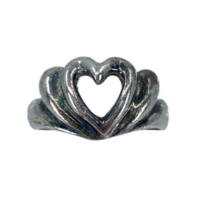 Cute Echo Heart Sterling Silver Ring, sz 5, 3.01g