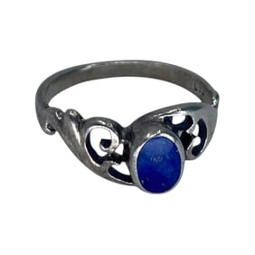 Vintage Lapis Lazuli Sterling Silver Signed Ring, sz 4.5, 1.78g