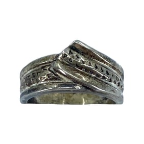 Hammered Sterling Silver Ribbed Ring, sz 5, 3.82g