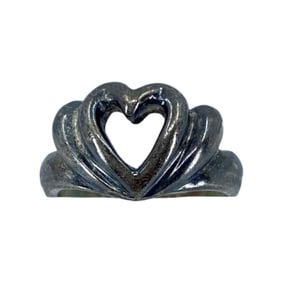 Cute Sterling Silver Echo Heart Ring, sz 4.75, 3.5g