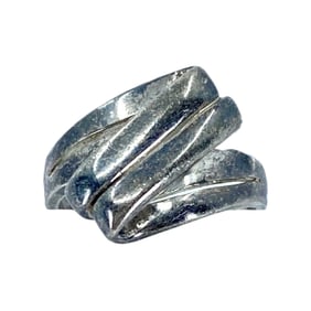 Geometric Sterling Silver Signed Ring, sz 4.75, 3.71g