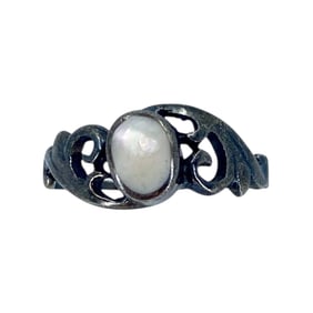 Vintage Mother of Pearl Sterling Silver Signed Ring, sz 5, 1.59g