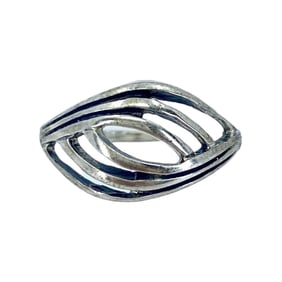 Unique Open Eye Filigree Sterling Silver Ring, sz 4.75, 1.2g