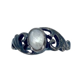 Vintage Mother of Pearl Sterling SIlver Signed Ring, sz 5, 1.83g