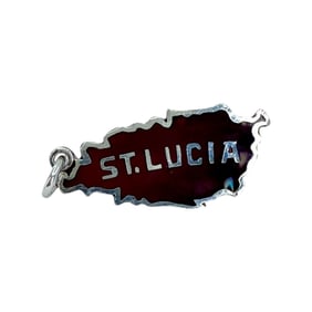 Red St. Lucia Island Sterling Silver Charm, 1.7g