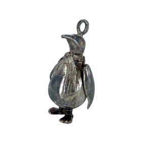 Cute Bobble Head Penguin Sterling Silver Charm, 4.2g