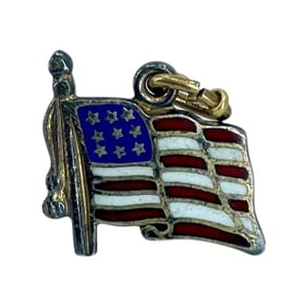 USA Flag Sterling Silver JMF Charm, 1.59g