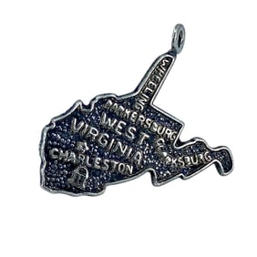 West Virginia Sterling Silver State Signed Charm, 1.18g