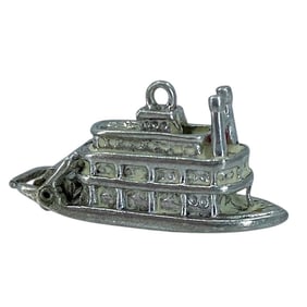 Vintage Steam Boat Sterling Silver Charm, 5.32g