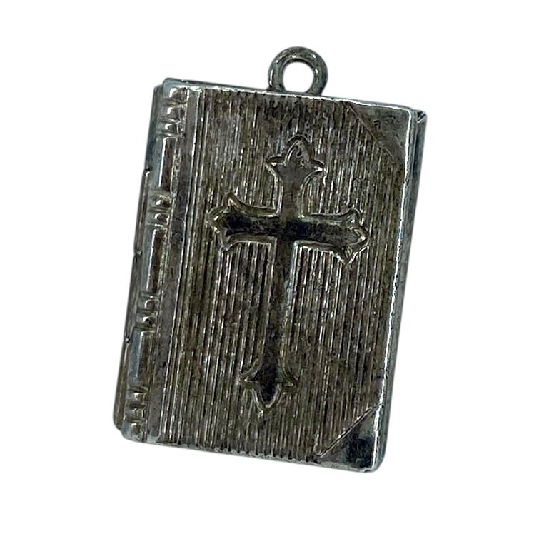 Lords Prayer Bible Locket Sterling Silver Charm, 1.87g: Lords Prayer Bible Locket Sterling Silver Charm, 1.87g