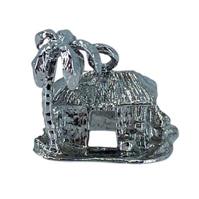 Tropical Beach Hut Sterling Silver Charm, 3.65g