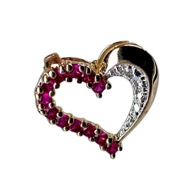 Ross Simons Ruby Diamond Gold Over Sterling Silver Pendant, 2.08g