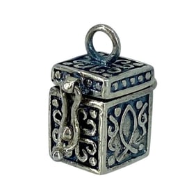 Ornate Sterling Silver Locket Box Charm, 4.32g