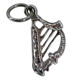 Dainty Harp Sterling Silver Charm, 1.27g