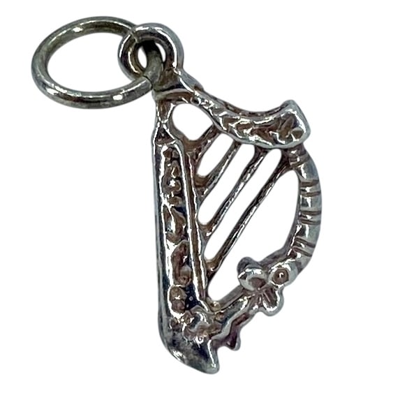 Dainty Harp Sterling Silver Charm, 1.27g (1 of 3)