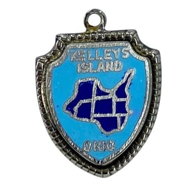 Kelley's Island, OH Sterling Silver Shield Charm, 2.42g