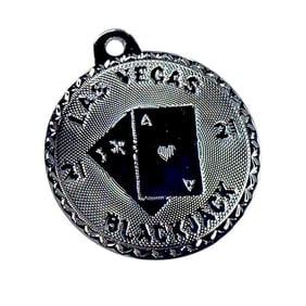Las Vegas Blackjack Sterling Silver Signed Charm, 1.5g