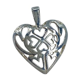 Open-work Heart Sterling Silver Pendant, 0.93g