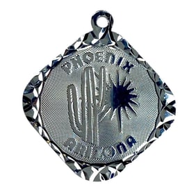 Engraved Phoenix, AZ Sterling Silver CREA Charm, 1.69g