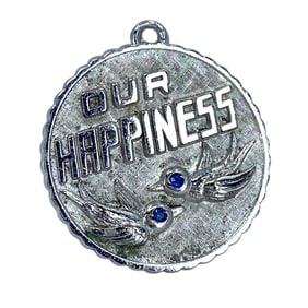 Our Happiness Birds Blue Rhinestone Sterling Silver Charm, 5.2g