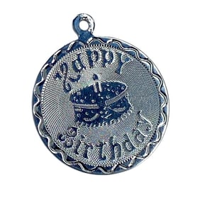 Vintage "Happy Birthday" Sterling Silver Signed Charm, 1.92g