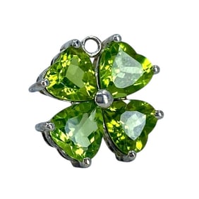 Stunning Peridot Shamrock Sterling Silver Charm, 2.68g