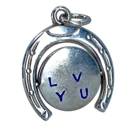 I Love You Sterling Silver Horseshoe Flip Signed Charm, 2.33g