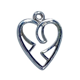 Open Work Sterling Silver Heart Signed Charm, 1.15g