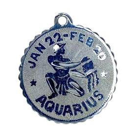 Aquarius Sterling Silver Engraved Charm, 2.36g