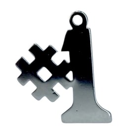 Petite '#1' Sterling Silver Signed Charm, 0.32g