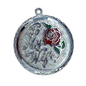 To My Wife Engraved Rose Sterling Silver Charm, 3.52g