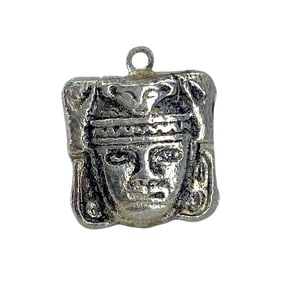 Aztec Face Sterling Silver Charm, 1.91g
