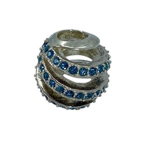 Chamilia Spiral Blue Rhinestone Sterling Silver ball Charm, 3.22