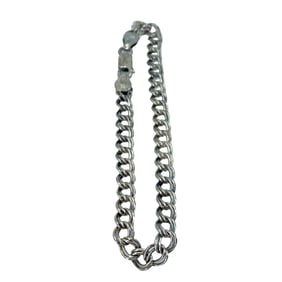 Double Curb Style Sterling Silver Chain Bracelet, 7in, 5.63g