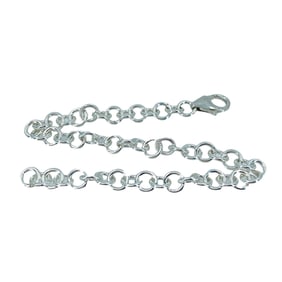 Cable Chain Sterling Silver Charm Bracelet, 7.25in, 7.55g