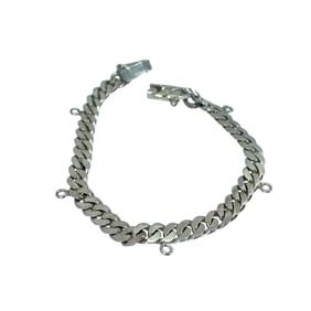 Vintage Cuban Link Sterling Silver Signed Charm Bracelet, 6.25in, 9.42g